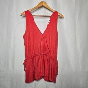 Anthropologie Pure + Good Becka Coral Poppy V-Neck Wrap Tank Top